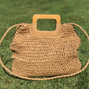 BOLSA ARTESANAL GRANDE COM ALÇA ESTILO MADEIRA